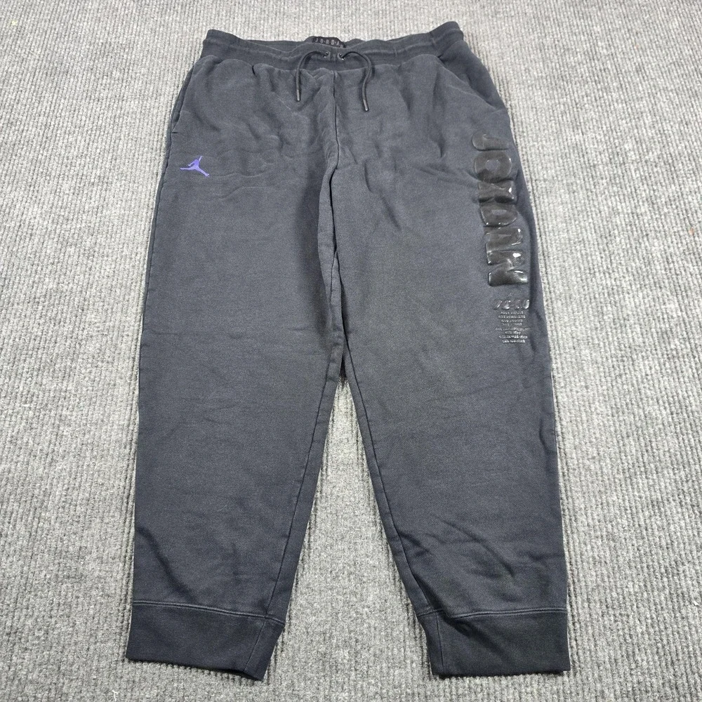 Nike Air Jordan Pants Mens XL Black Fleece Jogger Cuffed Elastic Waist Pockets